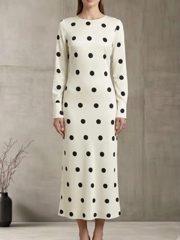 Vestido de lunares manga larga