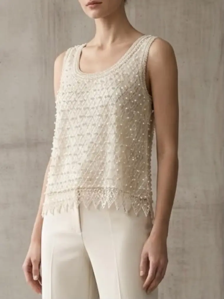 Blusa tejida de perlas