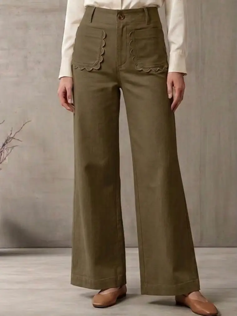 Pantalón verde olivo festón