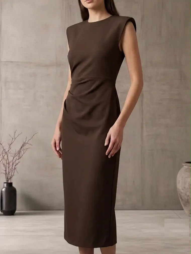 Vestido midi café