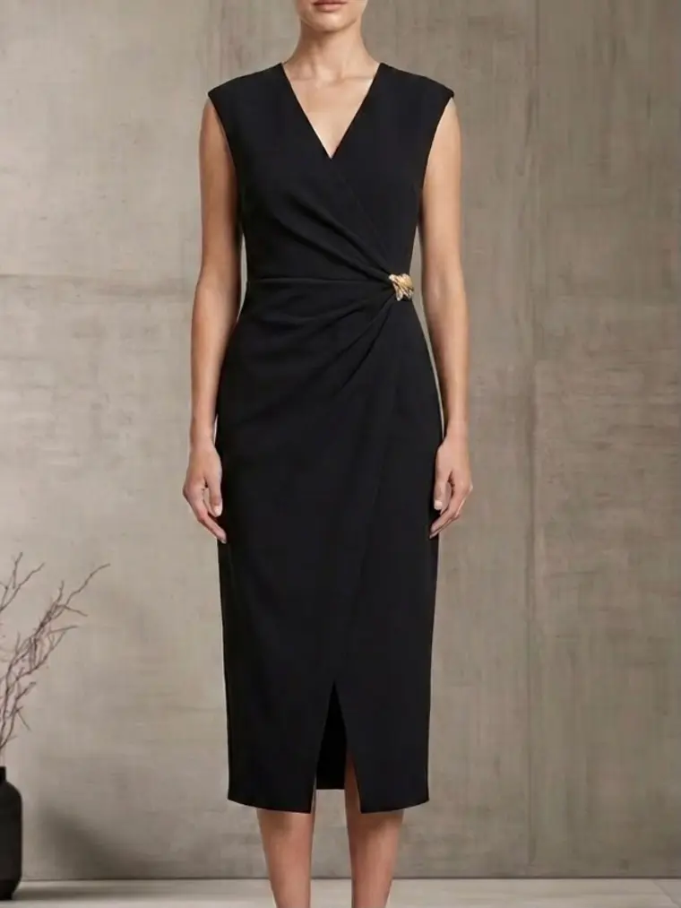 Vestido negro cruzado