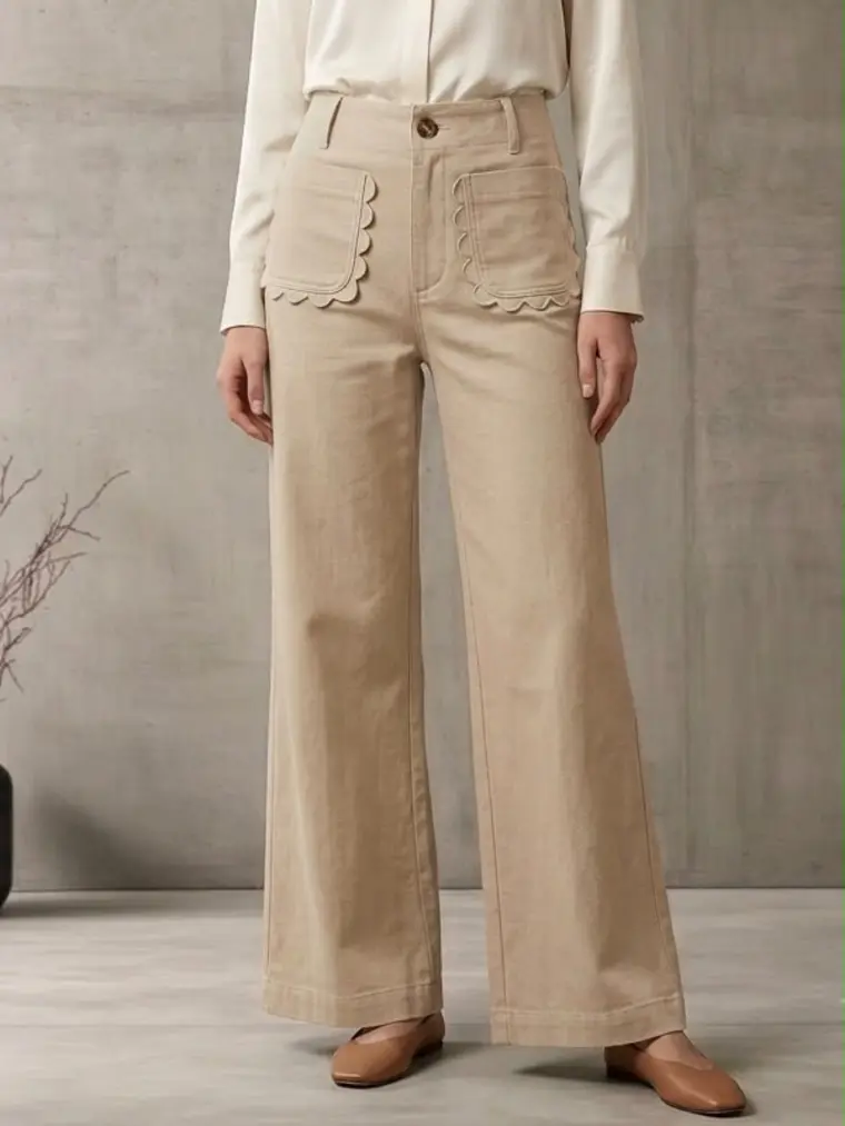 Pantalón beige festón